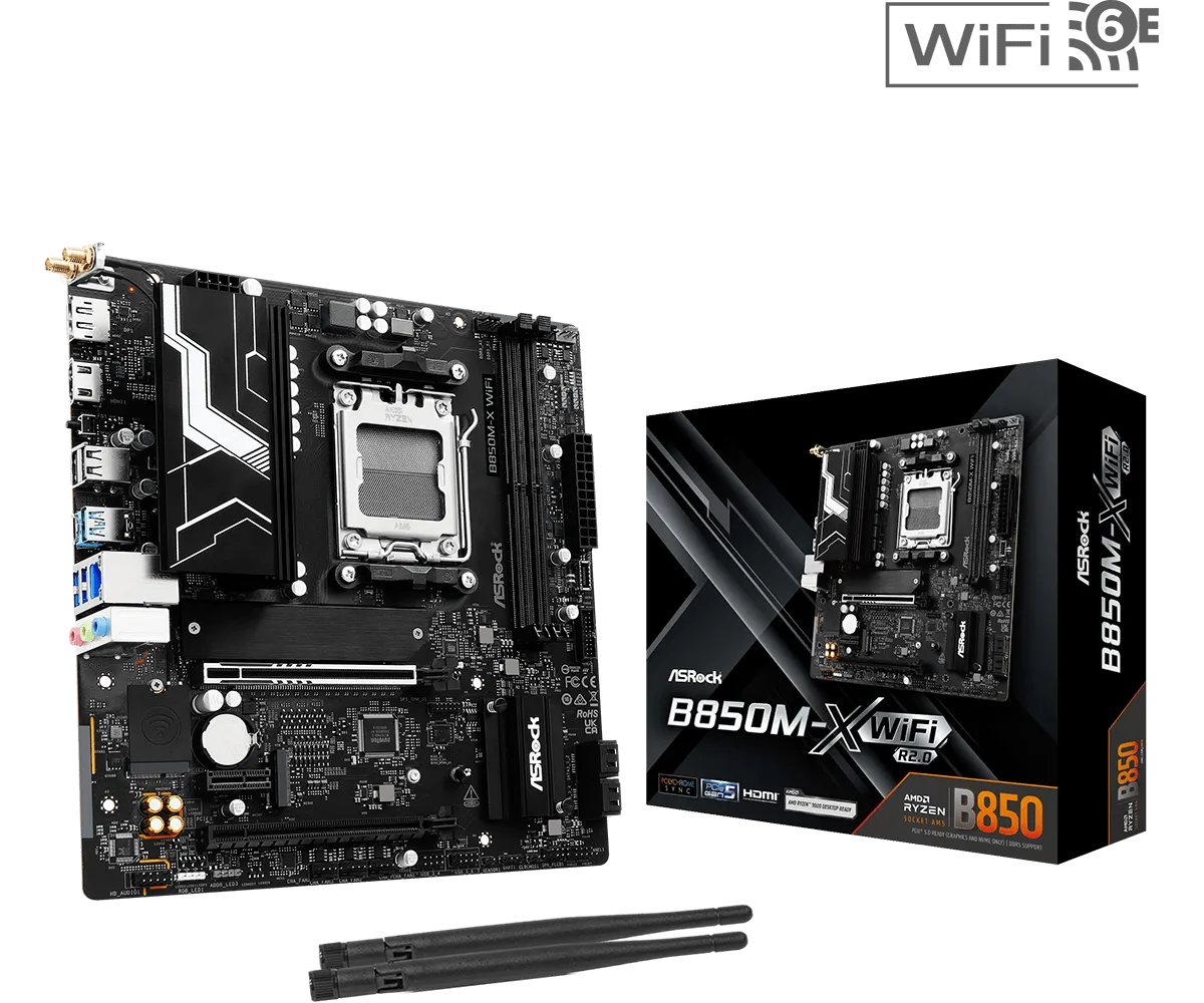 לוח אם – ASRock B850M-X WiFi R2.0 Micro-ATX AM5 DDR5 - צבע שחור